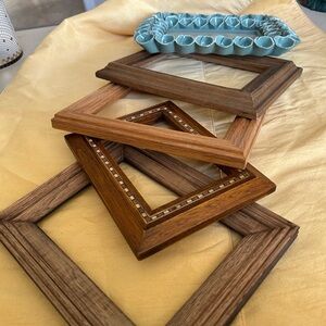 Wooden Picture Frame Set - Brown and Tan